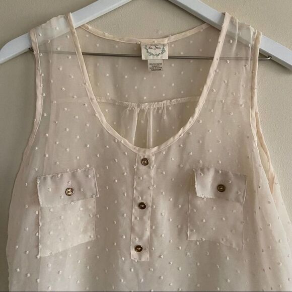 Belle Du Jour Sleeveless Sheer Swiss Dot Top M - Picture 2 of 5